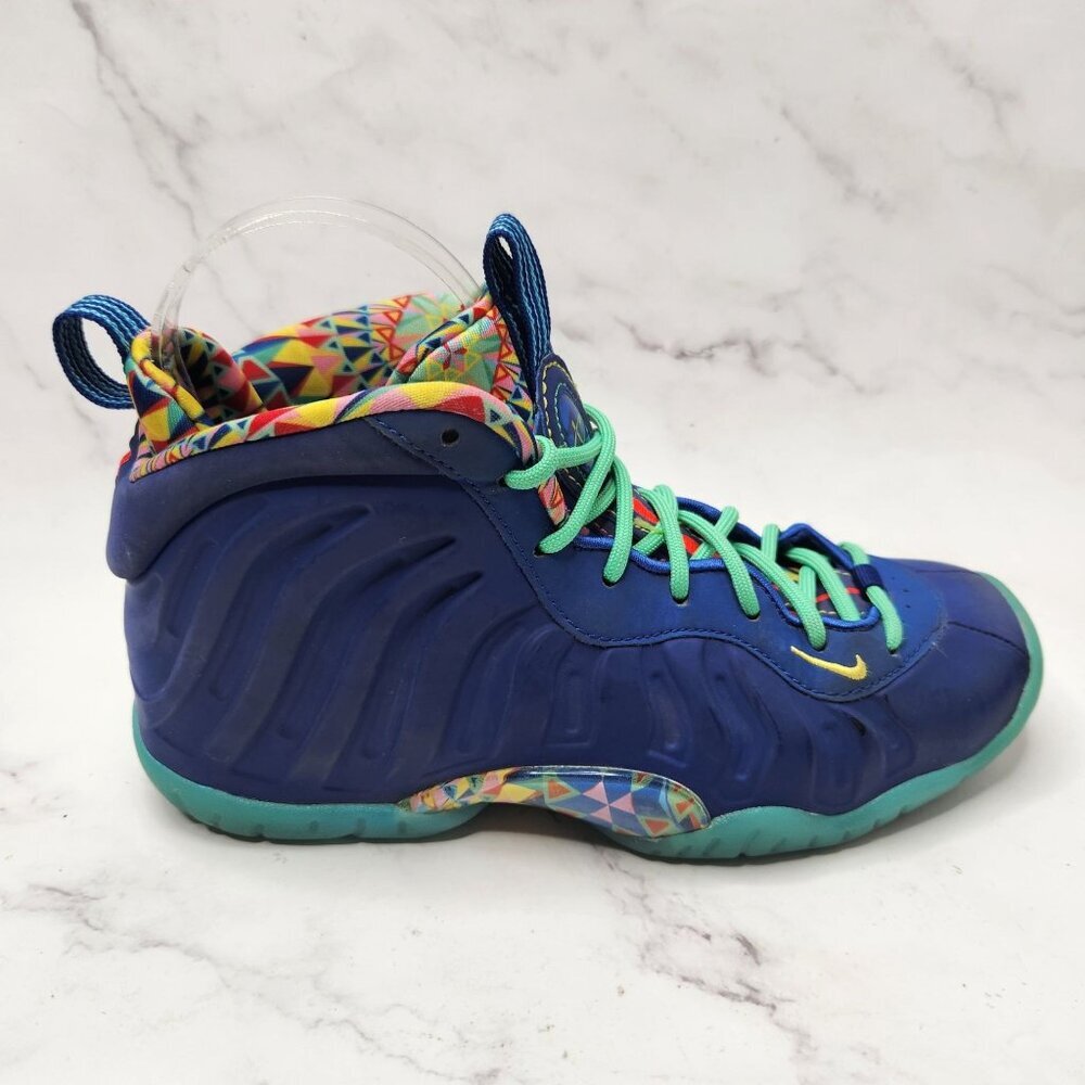Nike Little Posite Blue High Sneakers Shoes Kaleidescope DZ5190-400 Boys 4